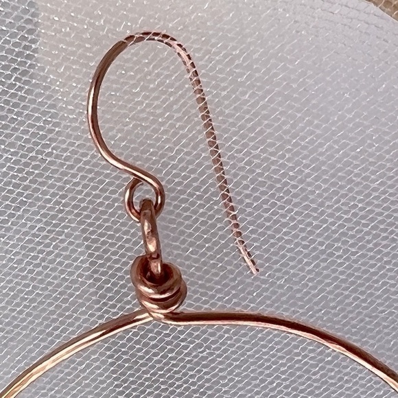 Artisan Hammered Copper Hoop Earrings 2” - Picture 4 of 12